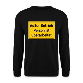 Lustige Schilder Bauarbeiter Außer Betrieb Bau - Unisex Pullover - Schwarz - Vorne - Alina (178cm) & Michal (187cm)