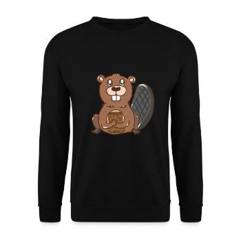 Beaver Forest Rodents for Children Animal Welfare Animal Hunter - Unisex Sweatshirt - black - Front - Alina (178cm) & Michal (187cm)