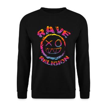 Tenue de festival de trance Edm Techno Raving Religion - Sweat-shirt Unisexe - noir - Devant - Alina (178cm) & Michal (187cm)