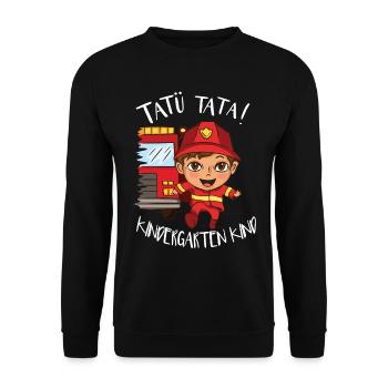 Kindergarten Feuerwehr Feuerwehrmann - Unisex Pullover - Schwarz - Vorne - Alina (178cm) & Michal (187cm)