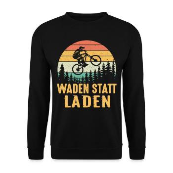 Waden statt laden - Unisex Pullover - Schwarz - Vorne - Alina (178cm) & Michal (187cm)