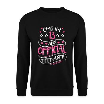 13th birthday girl gift official teenager - Unisex Sweatshirt - black - Front - Alina (178cm) & Michal (187cm)