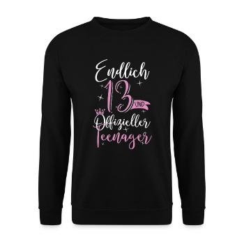 13 Geburtstag Mädchen Geschenk Teenager - Unisex Pullover - Schwarz - Vorne - Alina (178cm) & Michal (187cm)