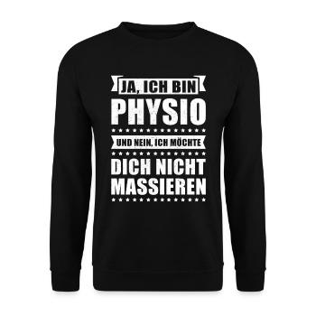 Physiotherapeut Geschenk Ich bin Physio - Unisex Pullover - Schwarz - Vorne - Alina (178cm) & Michal (187cm)
