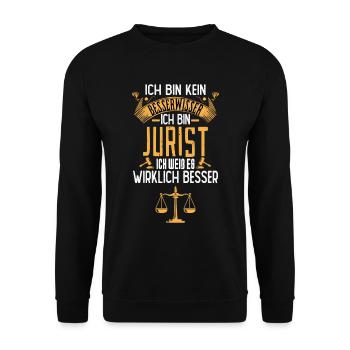 ich bin jurist ich weiß es wirklich besser - Unisex Pullover - Schwarz - Vorne - Alina (178cm) & Michal (187cm)