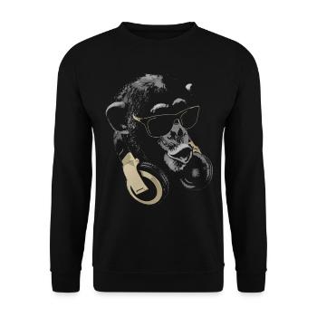 Monkey DJ Bling - Unisex Sweatshirt - black - Front - Alina (178cm) & Michal (187cm)