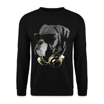 DJ Boxer Dog Bling - Unisex Sweatshirt - black - Front - Alina (178cm) & Michal (187cm)