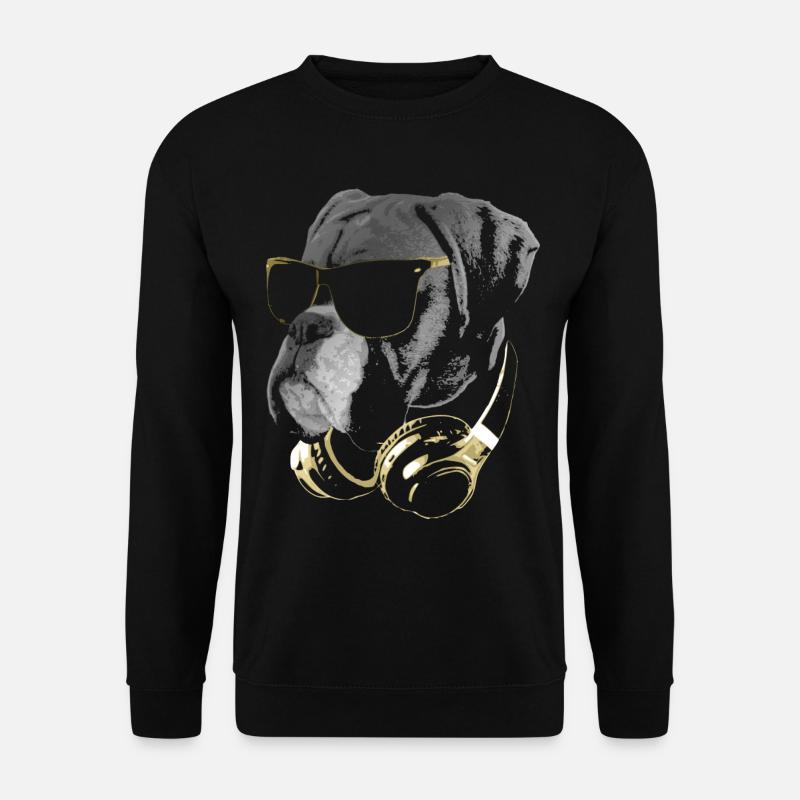 DJ BoxerHund Bling - Unisex Pullover - Schwarz