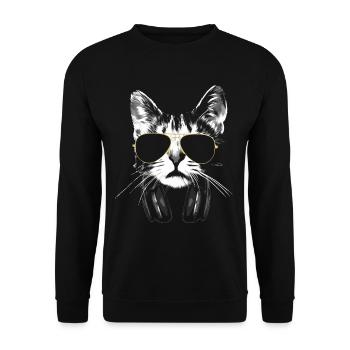 Dj Cat White - Unisex Sweatshirt - black - Front - Alina (178cm) & Michal (187cm)
