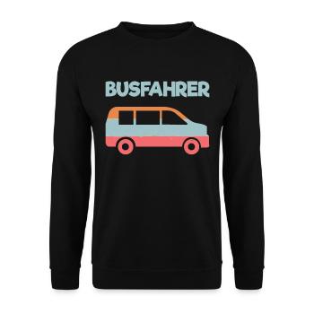 Van - Transporter - Vintage - Camper - Unisex Pullover - Schwarz - Vorne - Alina (178cm) & Michal (187cm)