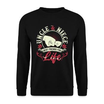 Uncle niece funny gift birthday B-day - Unisex Sweatshirt - black - Front - Alina (178cm) & Michal (187cm)