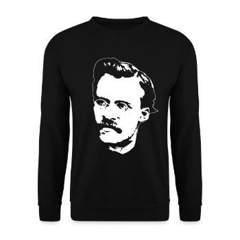 Friedrich Nietzsche White On Black - Unisex Sweatshirt - black - Front - Alina (178cm) & Michal (187cm)