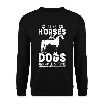 Pferde Hunde Pferdeliebhaber Geschenk Pferd Hund - Unisex Pullover - Schwarz - Vorne - Alina (178cm) & Michal (187cm)