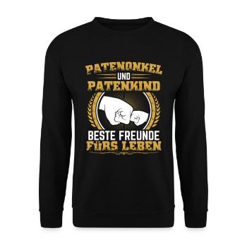 Patenonkel Patenkind Geschenk Taufpate Pate Onkel - Unisex Pullover - Schwarz - Vorne - Alina (178cm) & Michal (187cm)