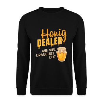 Honig Dealer wie viel brauchst du? - Unisex Pullover - Schwarz - Vorne - Alina (178cm) & Michal (187cm)