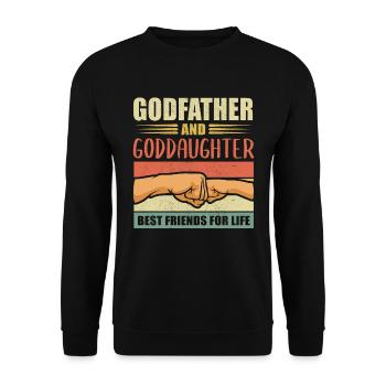 Godfather gift goddaughter godfather godchild - Unisex Sweatshirt - black - Front - Alina (178cm) & Michal (187cm)