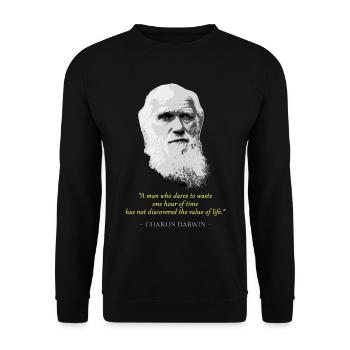 Charles DarwinZitat - Unisex Pullover - Schwarz - Vorne - Alina (178cm) & Michal (187cm)