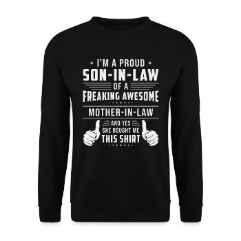 Best son-in-law son-in-law mother-in-law gift - Unisex Sweatshirt - black - Front - Alina (178cm) & Michal (187cm)