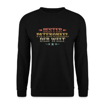 Bester Patenonkel Taufpate Geschenk Pate Paten - Unisex Pullover - Schwarz - Vorne - Alina (178cm) & Michal (187cm)