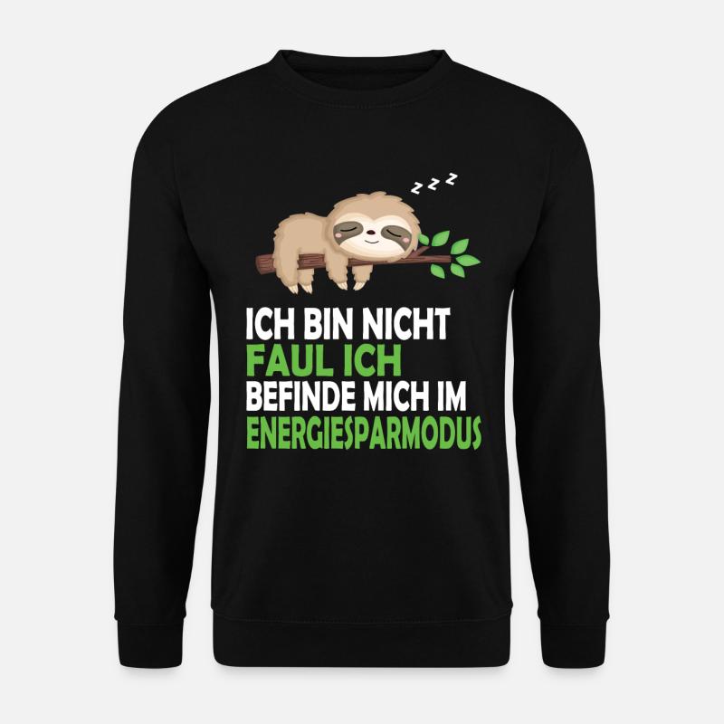 Faultier Schlafanzug Nachthemd Schlafshirt Pyjama - Unisex Pullover - Schwarz