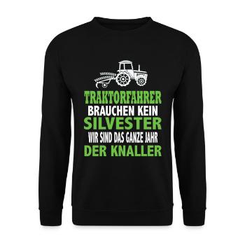 Traktor Trekker Landwirtschaft Landwirte Bauern - Unisex Pullover - Schwarz - Vorne - Alina (178cm) & Michal (187cm)