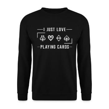 Kartenspiel Poker Karte Ass Herz Pik Geschenkidee - Unisex Pullover - Schwarz - Vorne - Alina (178cm) & Michal (187cm)