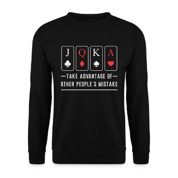 Poker Ass Kartenspiel Karte Herz Pik Geschenkidee - Unisex Pullover - Schwarz - Vorne - Alina (178cm) & Michal (187cm)