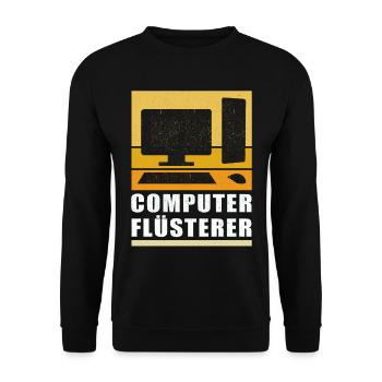 Computer Flüsterer | Informatiker Admin Geschenk - Unisex Pullover - Schwarz - Vorne - Alina (178cm) & Michal (187cm)