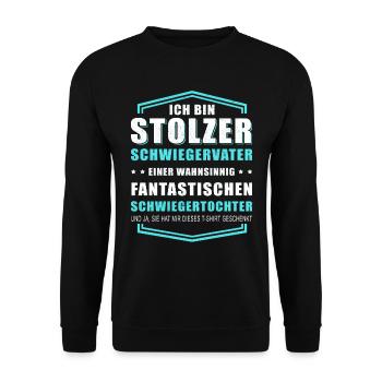 Schwiegervater Geschenk | Geburtstag Vatertag - Unisex Pullover - Schwarz - Vorne - Alina (178cm) & Michal (187cm)