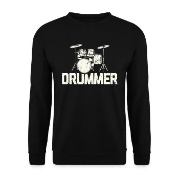 Schlagzeug Schlagzeuger Geschenk Drummer Trommler - Unisex Pullover - Schwarz - Vorne - Alina (178cm) & Michal (187cm)