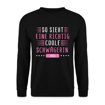 Schwägerin Geburtstag Geschenke Lustiges Geschenk - Unisex Pullover - Schwarz - Vorne - Alina (178cm) & Michal (187cm)