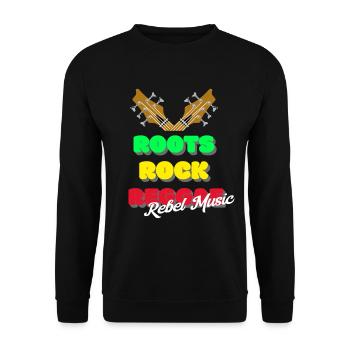 Roots Rock Reggae - Rebel Music - Rasta Geschenk - Unisex Pullover - Schwarz - Vorne - Alina (178cm) & Michal (187cm)