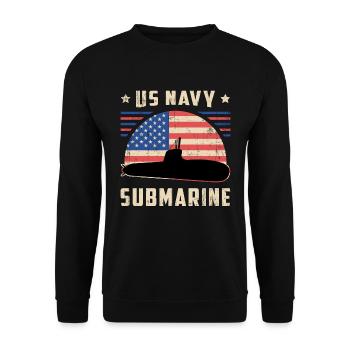 U Boot Boot US U-Boot Navy Marine Wasser Geschenk - Unisex Pullover - Schwarz - Vorne - Alina (178cm) & Michal (187cm)