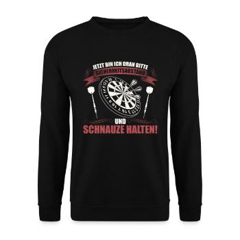 Dart Darten Darts | Dartspieler Geschenk Dartboard - Unisex Pullover - Schwarz - Vorne - Alina (178cm) & Michal (187cm)