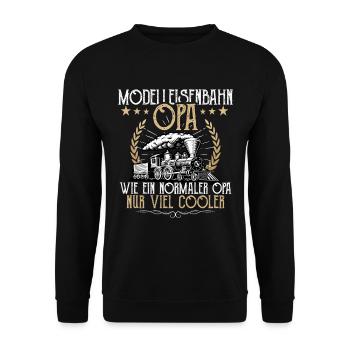 Modeleisenbahn Opa - Unisex Pullover - Schwarz - Vorne - Alina (178cm) & Michal (187cm)