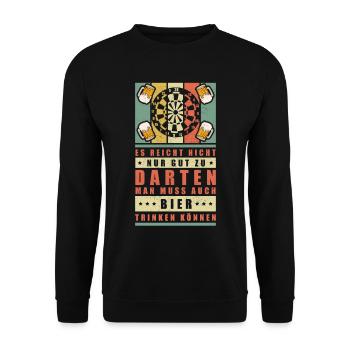 Dart Darts Sprüche Geschenk Dartspieler Darten - Unisex Pullover - Schwarz - Vorne - Alina (178cm) & Michal (187cm)