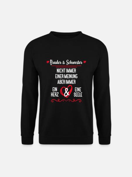 Bruder & Schwester immer ein Herz & eine Seele - Unisex Pullover - Schwarz