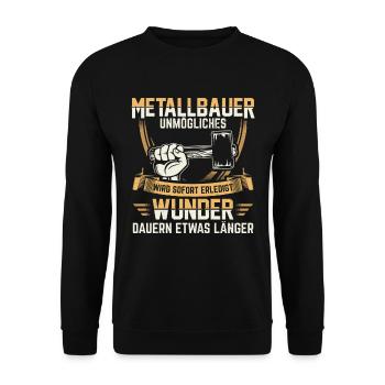 Metallbauer | Metallbaumeister Metallbau Geschenk - Unisex Pullover - Schwarz - Vorne - Alina (178cm) & Michal (187cm)