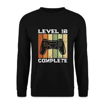 Level 18 complete - Unisex Sweatshirt - black - Front - Alina (178cm) & Michal (187cm)