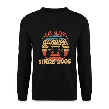 Eat sleep gaming since 2005 - Unisex Sweatshirt - black - Front - Alina (178cm) & Michal (187cm)