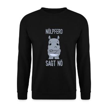 Nölpferd sagt Nö - Unisex Pullover - Schwarz - Vorne - Alina (178cm) & Michal (187cm)