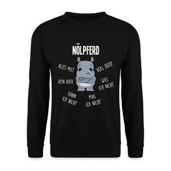 Nölpferd alles doof alles mist - Unisex Pullover - Schwarz - Vorne - Alina (178cm) & Michal (187cm)