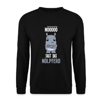 Nö sagt das Nölpferd - Unisex Pullover - Schwarz - Vorne - Alina (178cm) & Michal (187cm)