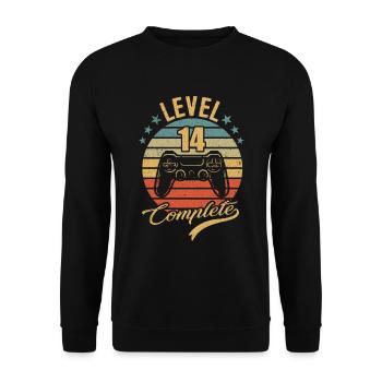 Level 14 complete - Unisex Sweatshirt - black - Front - Alina (178cm) & Michal (187cm)