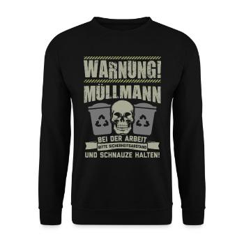 Müllmann Müllabfuhr Müllwerker Mülllader Geschenk - Unisex Pullover - Schwarz - Vorne - Alina (178cm) & Michal (187cm)