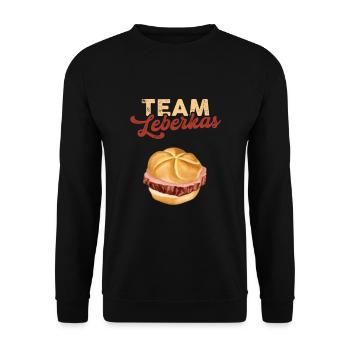 Team Leberkas - Unisex Pullover - Schwarz - Vorne - Alina (178cm) & Michal (187cm)