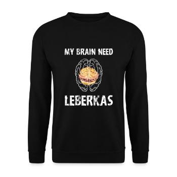 My brain need Lerberkas - Unisex Pullover - Schwarz - Vorne - Alina (178cm) & Michal (187cm)