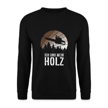 Ich und mein Holz - Unisex Pullover - Schwarz - Vorne - Alina (178cm) & Michal (187cm)