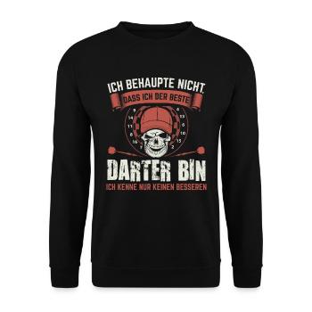 Dart Darts | Darter Darten Dartspieler Geschenk - Unisex Pullover - Schwarz - Vorne - Alina (178cm) & Michal (187cm)