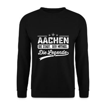 Aachen die Stadt der Mythos die Legende - Unisex Pullover - Schwarz - Vorne - Alina (178cm) & Michal (187cm)